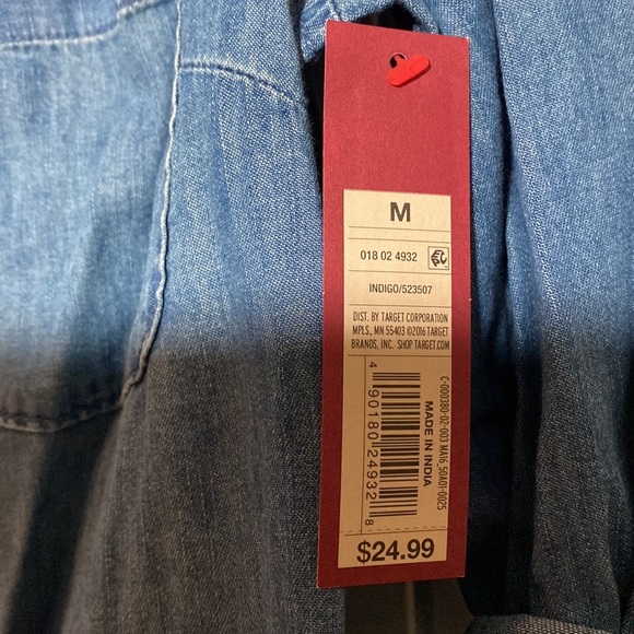 Womens Denim Long Sleeve Shirt Indigo Size Medium - Merona™ - Picture 4 of 5